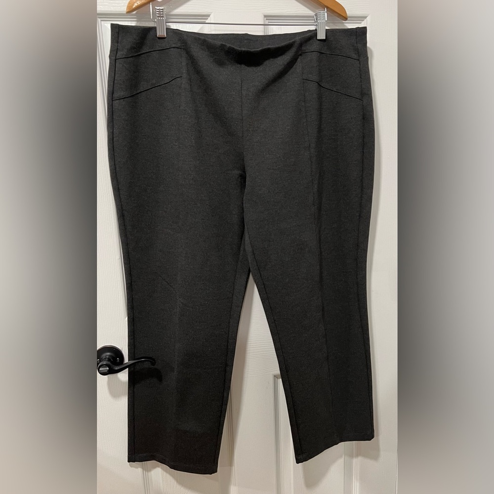 Susan Graver Women XLP Pull-On Pants Dark Gray Stretch Mid Rise Very Soft Fabric